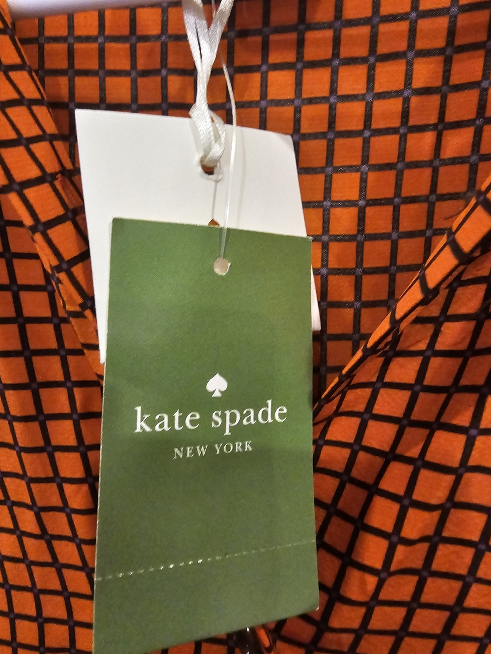 kate spade Orange and Black Checked Long-Sleeve Shirt Dress $110 obo - Picture 8 of 16